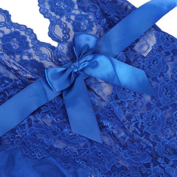 Backless Halter V Neckline Ruffle Teddy - Picture 6 of 9